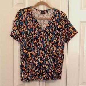Rafaella Studio multi-color confetti print top, Size XL